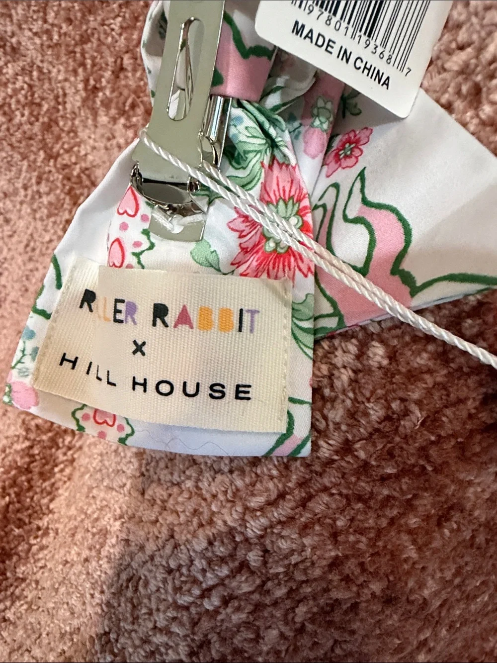 Hill House Roller Rabbit Floral Bow NEW Monkey Roses